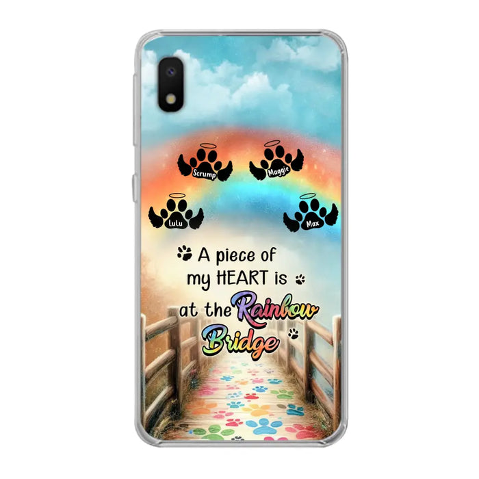Personalized Rainbow Bridge Memorial Phone Case - Memorial Gift Idea For Dog Lover - Up to 4 Dogs - A Piece Of My Heart Is At The Rainbow Bridge - Case For iPhone/Samsung