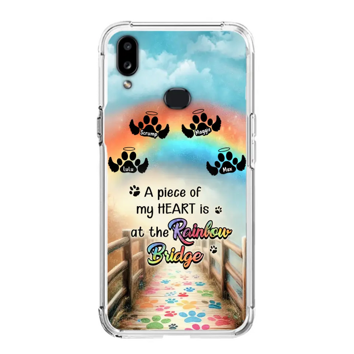 Personalized Rainbow Bridge Memorial Phone Case - Memorial Gift Idea For Dog Lover - Up to 4 Dogs - A Piece Of My Heart Is At The Rainbow Bridge - Case For iPhone/Samsung