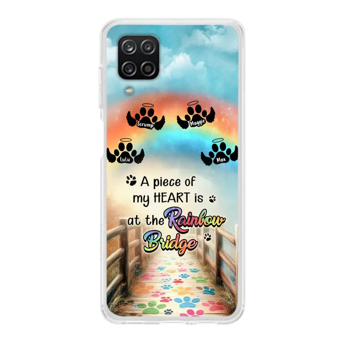 Personalized Rainbow Bridge Memorial Phone Case - Memorial Gift Idea For Dog Lover - Up to 4 Dogs - A Piece Of My Heart Is At The Rainbow Bridge - Case For iPhone/Samsung