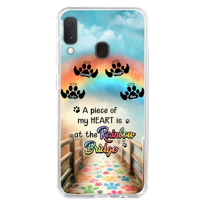 Personalized Rainbow Bridge Memorial Phone Case - Memorial Gift Idea For Dog Lover - Up to 4 Dogs - A Piece Of My Heart Is At The Rainbow Bridge - Case For iPhone/Samsung