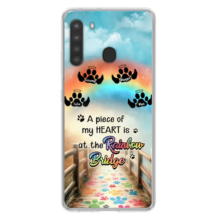 Personalized Rainbow Bridge Memorial Phone Case - Memorial Gift Idea For Dog Lover - Up to 4 Dogs - A Piece Of My Heart Is At The Rainbow Bridge - Case For iPhone/Samsung