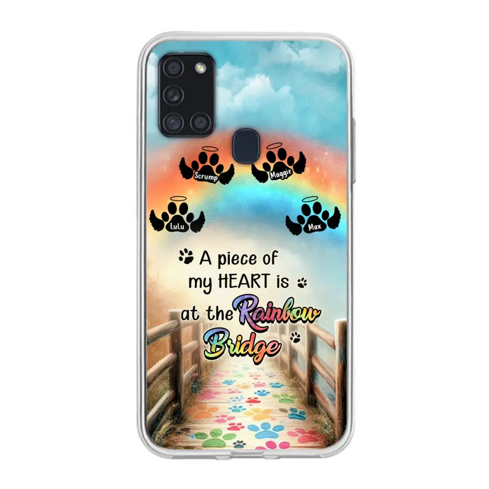 Personalized Rainbow Bridge Memorial Phone Case - Memorial Gift Idea For Dog Lover - Up to 4 Dogs - A Piece Of My Heart Is At The Rainbow Bridge - Case For iPhone/Samsung