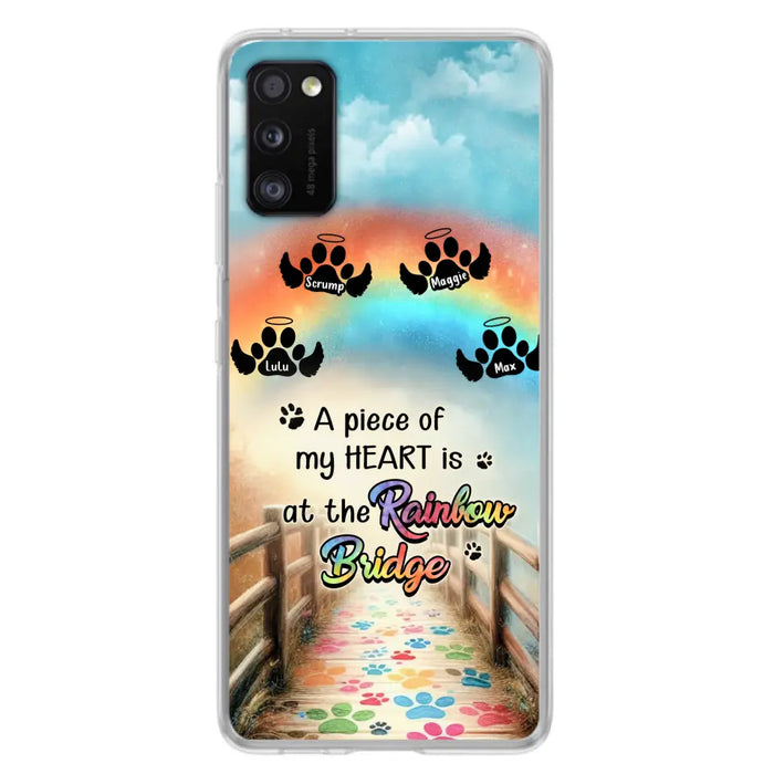 Personalized Rainbow Bridge Memorial Phone Case - Memorial Gift Idea For Dog Lover - Up to 4 Dogs - A Piece Of My Heart Is At The Rainbow Bridge - Case For iPhone/Samsung