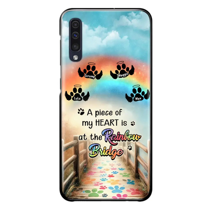 Personalized Rainbow Bridge Memorial Phone Case - Memorial Gift Idea For Dog Lover - Up to 4 Dogs - A Piece Of My Heart Is At The Rainbow Bridge - Case For iPhone/Samsung