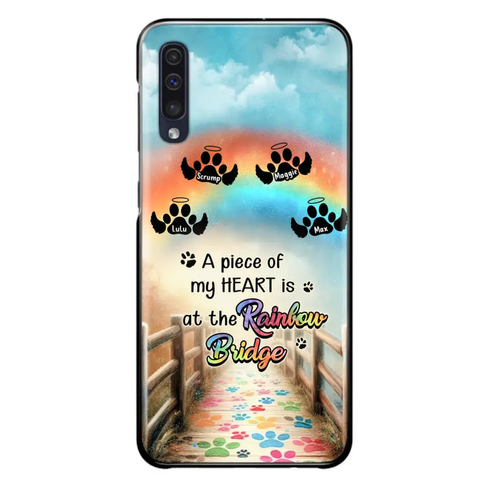 Personalized Rainbow Bridge Memorial Phone Case - Memorial Gift Idea For Dog Lover - Up to 4 Dogs - A Piece Of My Heart Is At The Rainbow Bridge - Case For iPhone/Samsung