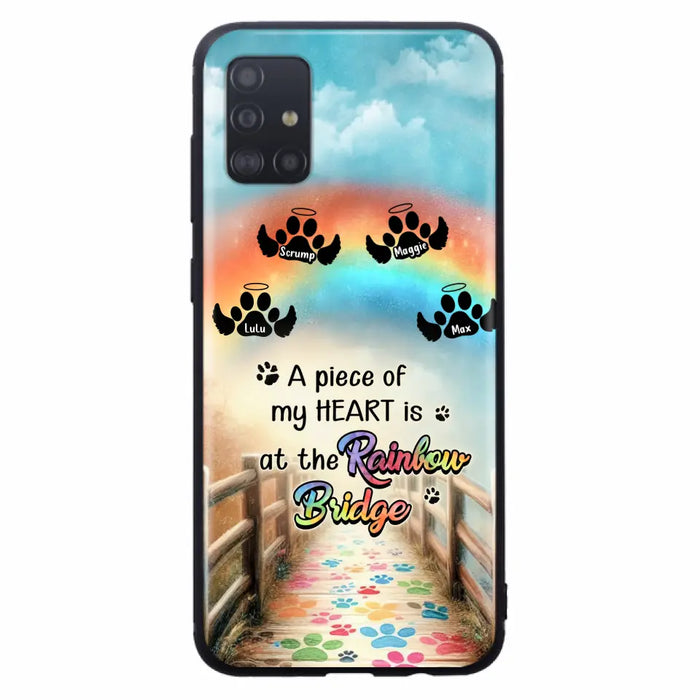 Personalized Rainbow Bridge Memorial Phone Case - Memorial Gift Idea For Dog Lover - Up to 4 Dogs - A Piece Of My Heart Is At The Rainbow Bridge - Case For iPhone/Samsung