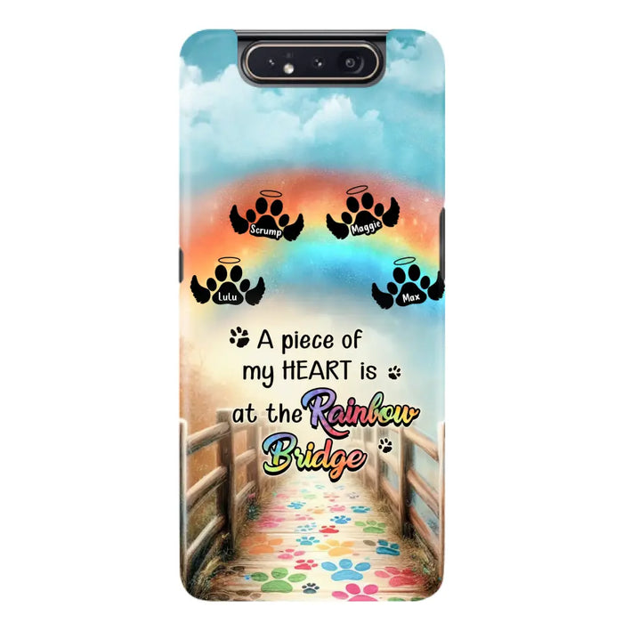 Personalized Rainbow Bridge Memorial Phone Case - Memorial Gift Idea For Dog Lover - Up to 4 Dogs - A Piece Of My Heart Is At The Rainbow Bridge - Case For iPhone/Samsung