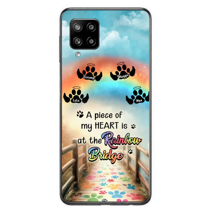 Personalized Rainbow Bridge Memorial Phone Case - Memorial Gift Idea For Dog Lover - Up to 4 Dogs - A Piece Of My Heart Is At The Rainbow Bridge - Case For iPhone/Samsung