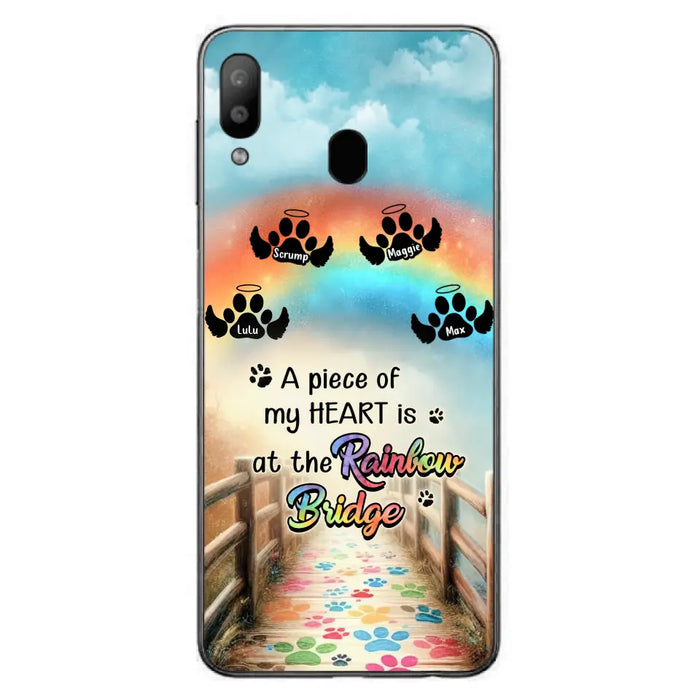 Personalized Rainbow Bridge Memorial Phone Case - Memorial Gift Idea For Dog Lover - Up to 4 Dogs - A Piece Of My Heart Is At The Rainbow Bridge - Case For iPhone/Samsung