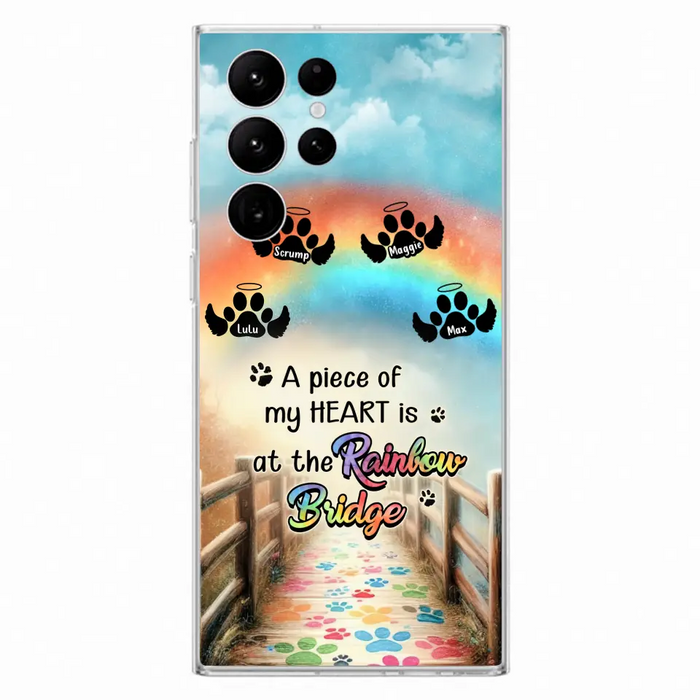 Personalized Rainbow Bridge Memorial Phone Case - Memorial Gift Idea For Dog Lover - Up to 4 Dogs - A Piece Of My Heart Is At The Rainbow Bridge - Case For iPhone/Samsung