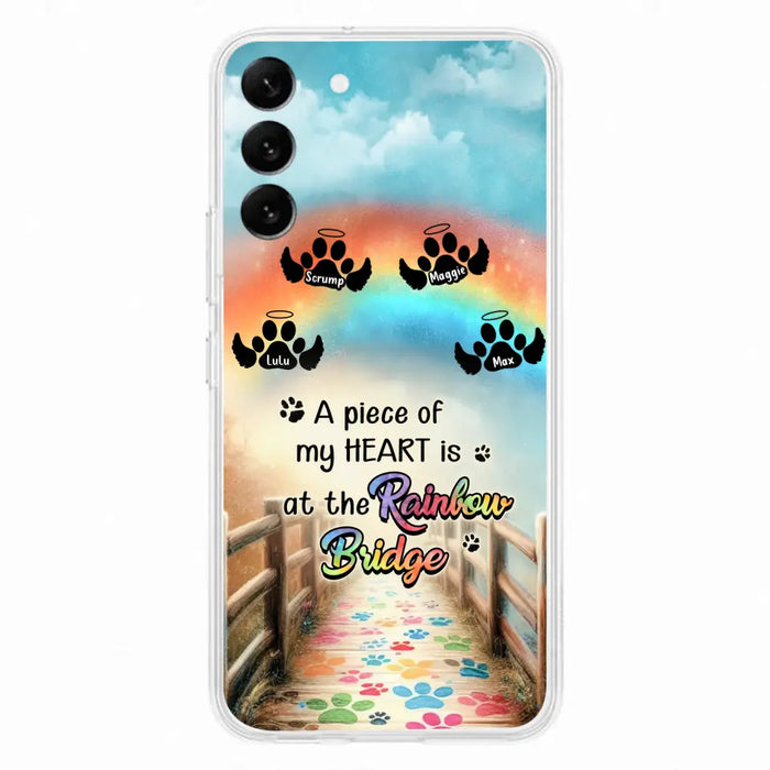 Personalized Rainbow Bridge Memorial Phone Case - Memorial Gift Idea For Dog Lover - Up to 4 Dogs - A Piece Of My Heart Is At The Rainbow Bridge - Case For iPhone/Samsung