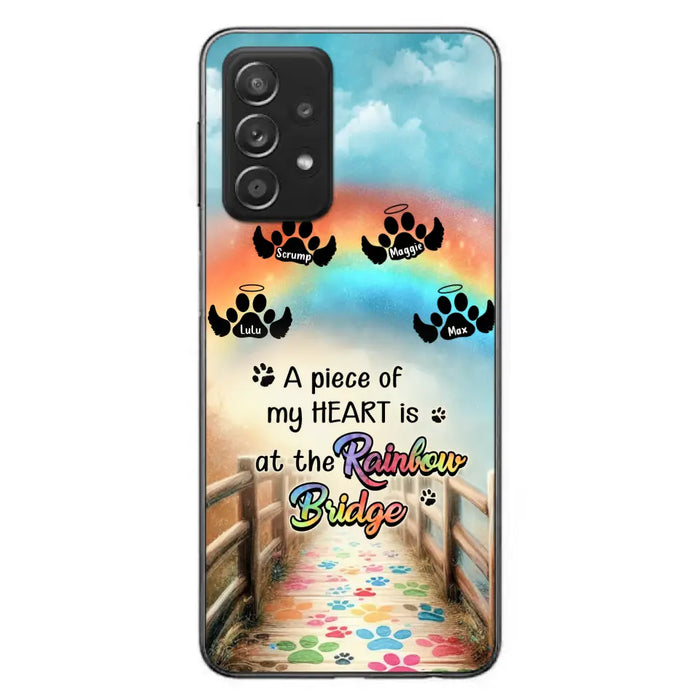 Personalized Rainbow Bridge Memorial Phone Case - Memorial Gift Idea For Dog Lover - Up to 4 Dogs - A Piece Of My Heart Is At The Rainbow Bridge - Case For iPhone/Samsung