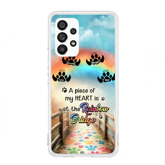 Personalized Rainbow Bridge Memorial Phone Case - Memorial Gift Idea For Dog Lover - Up to 4 Dogs - A Piece Of My Heart Is At The Rainbow Bridge - Case For iPhone/Samsung