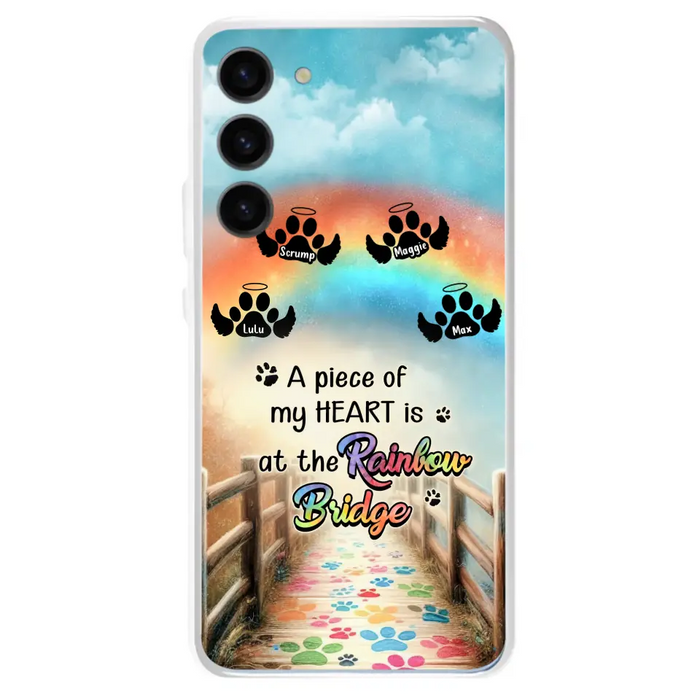 Personalized Rainbow Bridge Memorial Phone Case - Memorial Gift Idea For Dog Lover - Up to 4 Dogs - A Piece Of My Heart Is At The Rainbow Bridge - Case For iPhone/Samsung