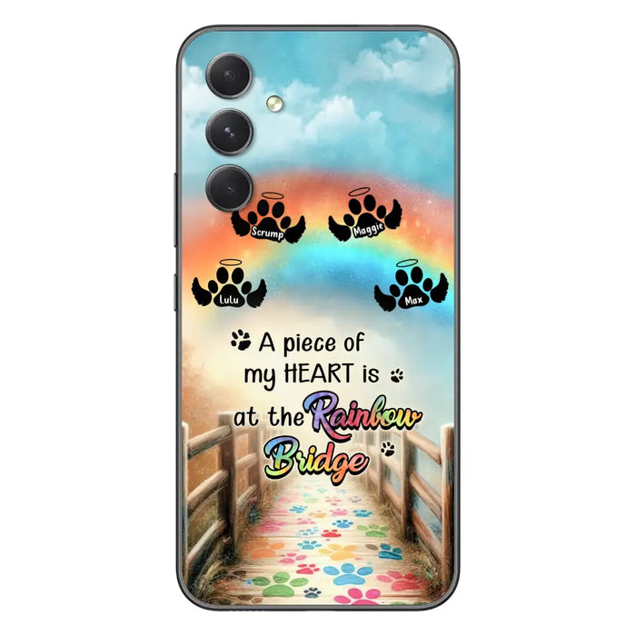Personalized Rainbow Bridge Memorial Phone Case - Memorial Gift Idea For Dog Lover - Up to 4 Dogs - A Piece Of My Heart Is At The Rainbow Bridge - Case For iPhone/Samsung