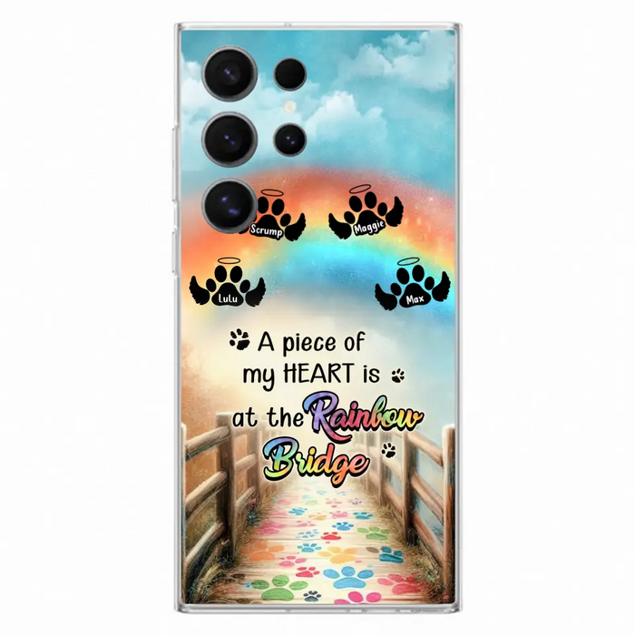 Personalized Rainbow Bridge Memorial Phone Case - Memorial Gift Idea For Dog Lover - Up to 4 Dogs - A Piece Of My Heart Is At The Rainbow Bridge - Case For iPhone/Samsung