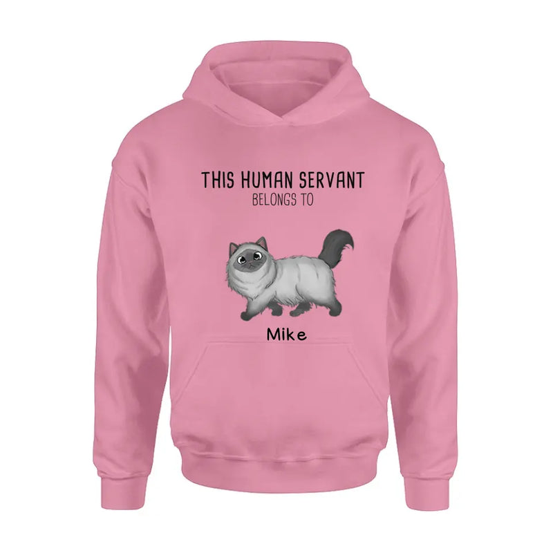 Personalized Cats Mom/Dad T-shirt/Hoodie - Gift Idea For Cat Lover/Mother's Day/Father's Day - Up to 7 Cats - This Human Servant Belongs To