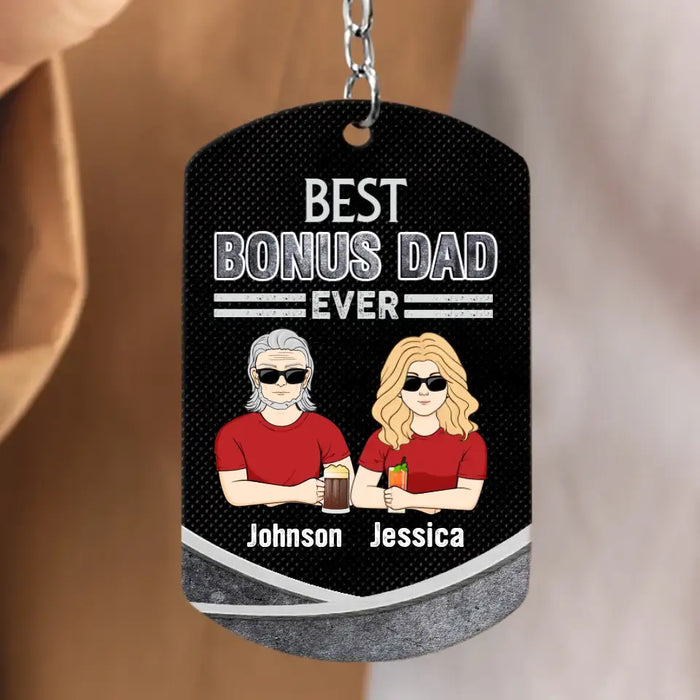 Personalized Bonus Dad Aluminum Keychain - Gift Idea For Dad/Father's Day - Best Bonus Dad Ever