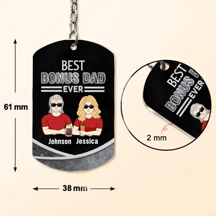 Personalized Bonus Dad Aluminum Keychain - Gift Idea For Dad/Father's Day - Best Bonus Dad Ever