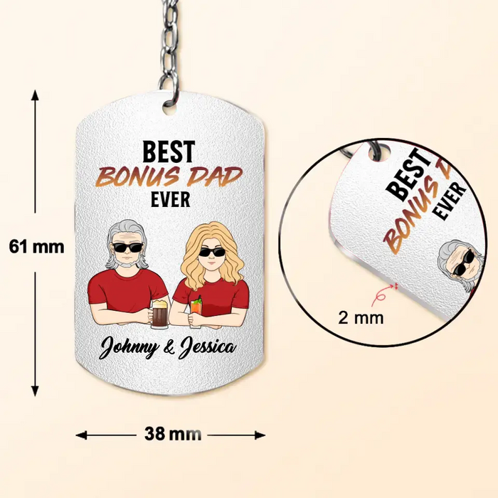 Personalized Bonus Dad Aluminum Keychain - Gift Idea For Dad/Father's Day - Look At You Landing My Mom And Getting Me As A Bonus Love