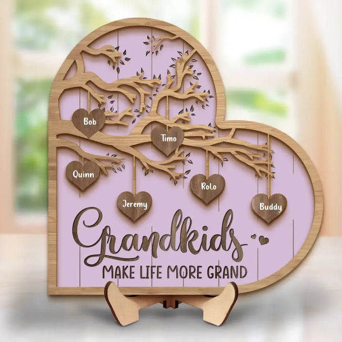 Personalized Grandma 2 Layered Wooden Art - Up to 10 Grandkids - Mother's Day Gift Idea for Grandma - Grandkid Makes Life More Grand