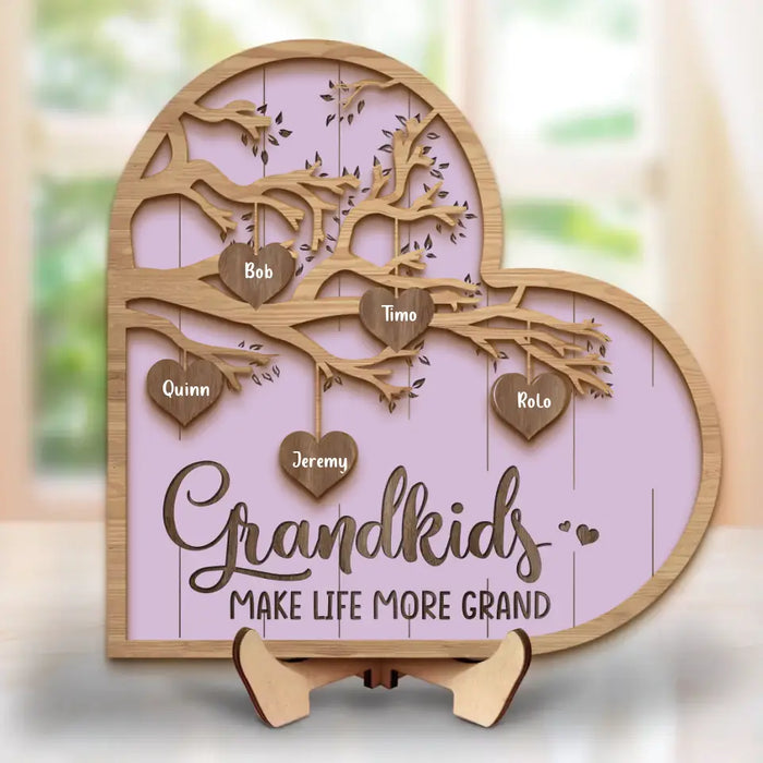 Personalized Grandma 2 Layered Wooden Art - Up to 10 Grandkids - Mother's Day Gift Idea for Grandma - Grandkid Makes Life More Grand