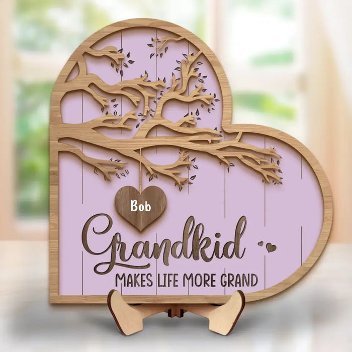 Personalized Grandma 2 Layered Wooden Art - Up to 10 Grandkids - Mother's Day Gift Idea for Grandma - Grandkid Makes Life More Grand
