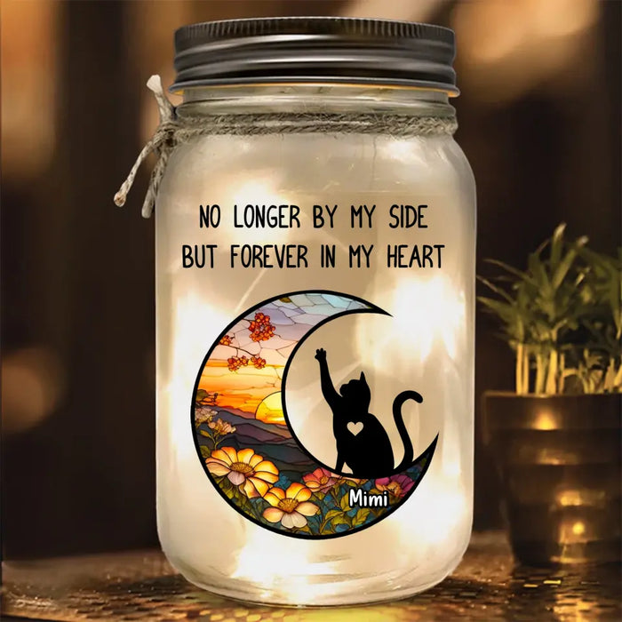 Personalized Memorial Cat Mason Jar Light - Memorial Gift Idea for Cat Owners - No Longer By My Side But Forever In My Heart