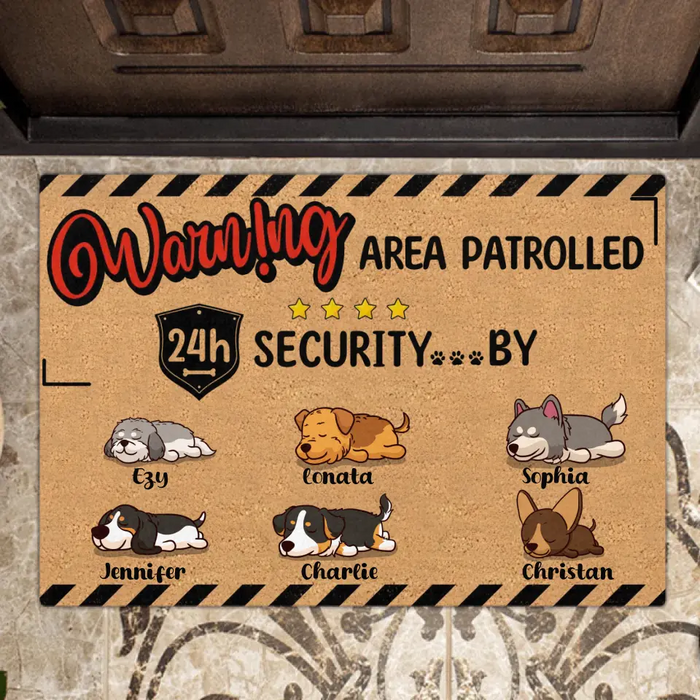 Personalized Dog/Cat Doormat - Gift Idea For Mother's Day/Father's Day/Pet Lovers - Up to 6 Pets - Warning Area Patrolled 24h Security
