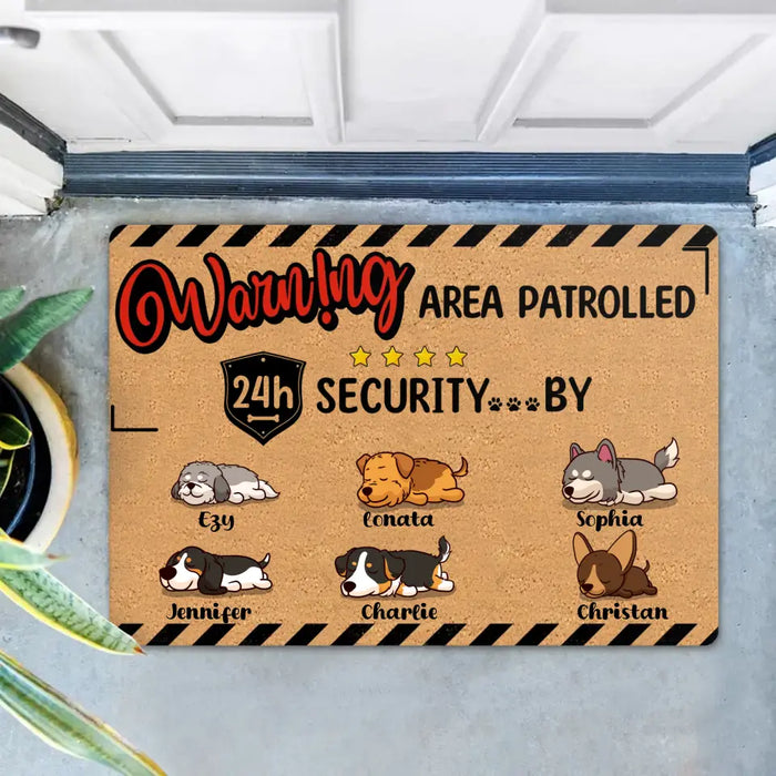 Personalized Dog/Cat Doormat - Gift Idea For Mother's Day/Father's Day/Pet Lovers - Up to 6 Pets - Warning Area Patrolled 24h Security