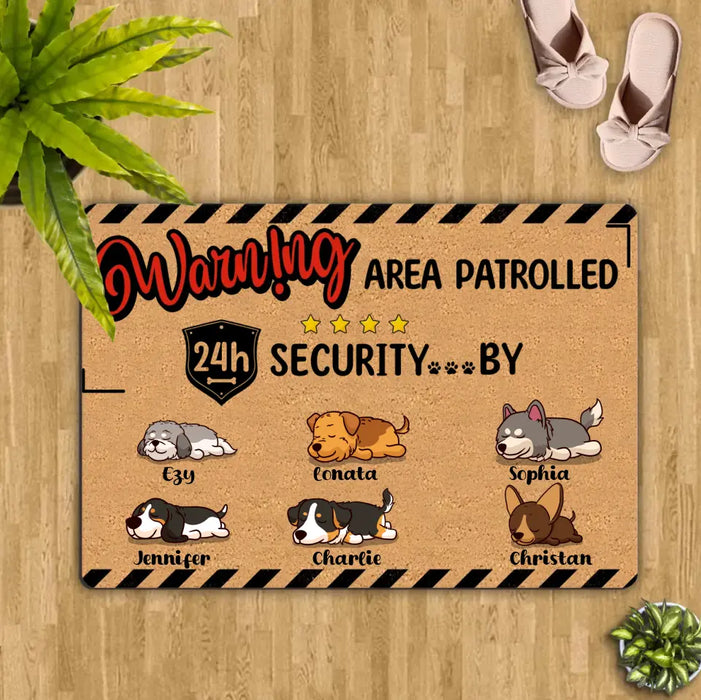Personalized Dog/Cat Doormat - Gift Idea For Mother's Day/Father's Day/Pet Lovers - Up to 6 Pets - Warning Area Patrolled 24h Security