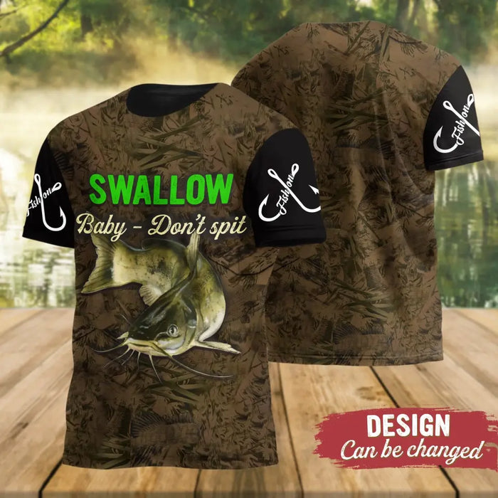 Personalized Fishing Hookin' AOP T-Shirt - Funny Gift Idea For Fishing Lovers/Father's Day - Gift To Husband/Boyfriend - I Like It When She Bends Over