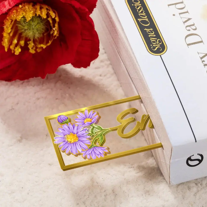Personalized Birth Flower Name Bookmark - Gifts for Kids/Book Lovers/Reader