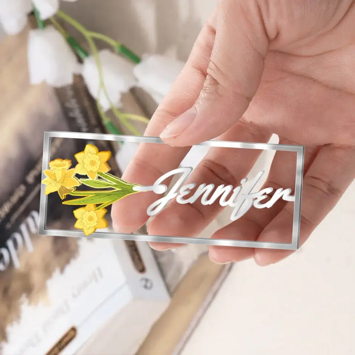 Personalized Birth Flower Name Bookmark - Gifts for Kids/Book Lovers/Reader
