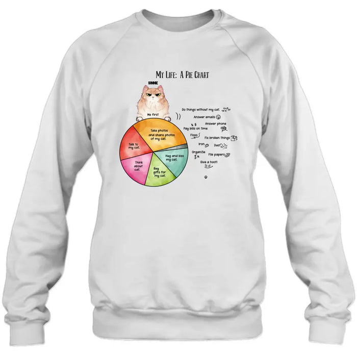 Personalized Cat T-shirt/Hoodie - Up to 5 Cats - Gift Idea For Cat Lover/Mother's Day/Father's Day - My Life A Pie Chart