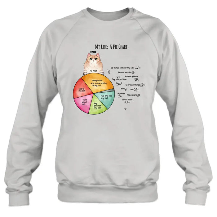 Personalized Cat T-shirt/Hoodie - Up to 5 Cats - Gift Idea For Cat Lover/Mother's Day/Father's Day - My Life A Pie Chart