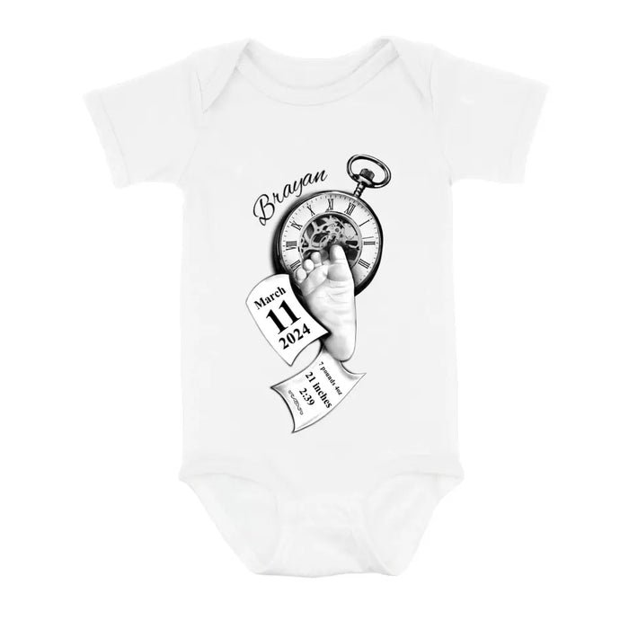 Personalized Clock Feet Infant Jumpsuit Baby Onesie - Gift Idea For Baby