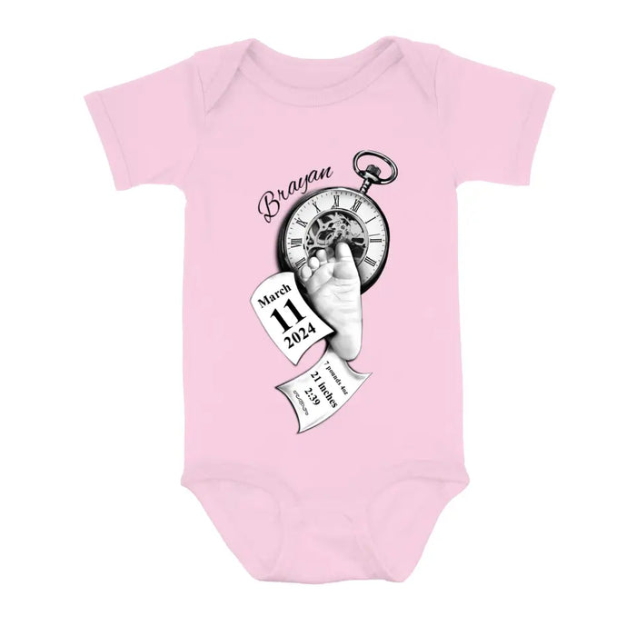 Personalized Clock Feet Infant Jumpsuit Baby Onesie - Gift Idea For Baby