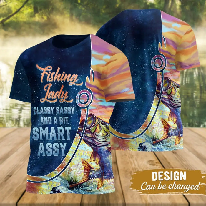 Personalized Fishing Girl AOP T-Shirt - Funny Gift Idea For Fishing Lovers - Reel Bitches Catch Fishes