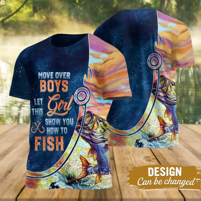 Personalized Fishing Girl AOP T-Shirt - Funny Gift Idea For Fishing Lovers - Reel Bitches Catch Fishes