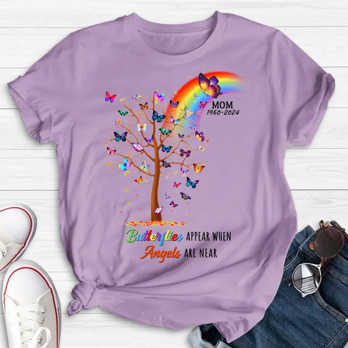 Personalized Butterfly Memorial Shirt/Hoodie - Memorial Gift Idea For Family Member - Up to 3 People - Butterflies Appear When Angels Are Near