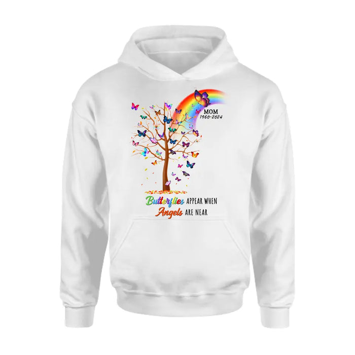 Personalized Butterfly Memorial Shirt/Hoodie - Memorial Gift Idea For Family Member - Up to 3 People - Butterflies Appear When Angels Are Near