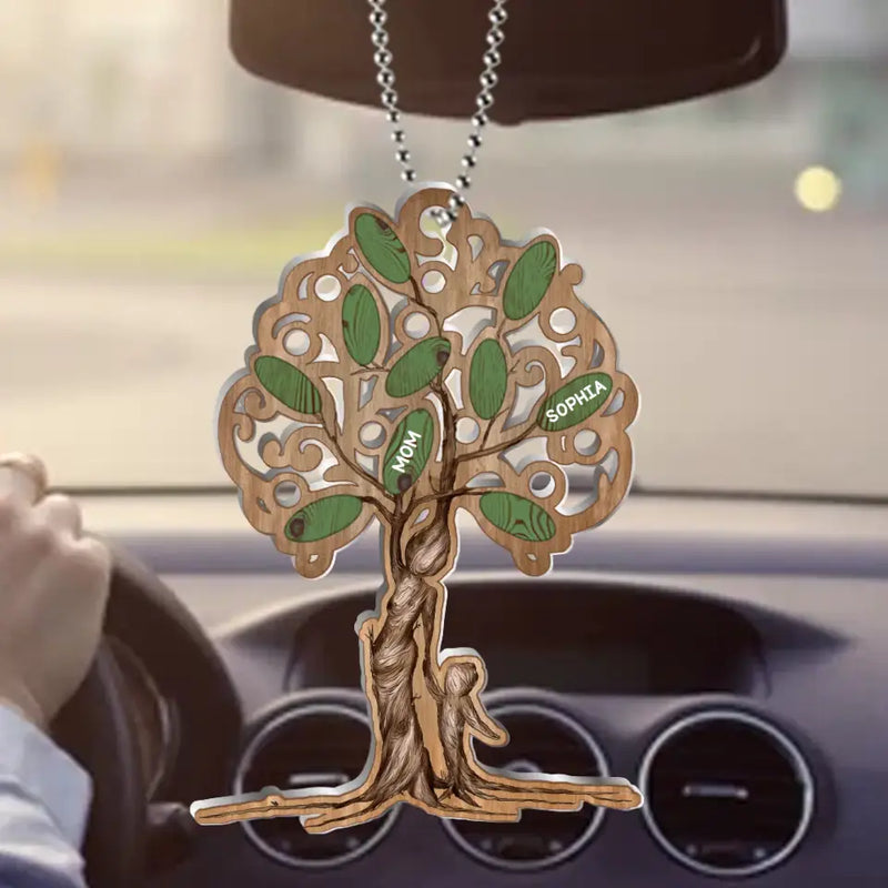 Personalized Tree Of Life Mom Aluminum Car Ornament - Mom With Up to 5 Children - Mother's Day Gift For Mom