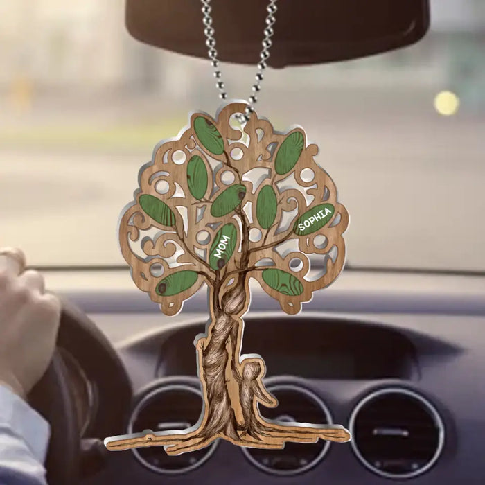 Personalized Tree Of Life Mom Aluminum Car Ornament - Mom With Up to 5 Children - Mother's Day Gift For Mom