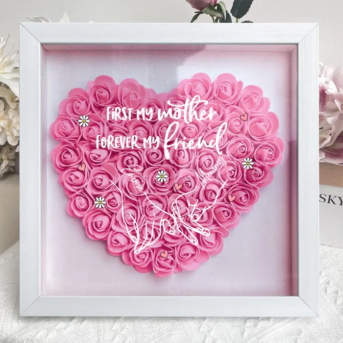 Personalized Mother & Daughter Flower Shadow Box - Mother's Day Gift Idea - First My Mother Forever My Friend