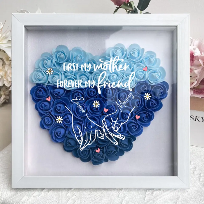 Personalized Mother & Daughter Flower Shadow Box - Mother's Day Gift Idea - First My Mother Forever My Friend