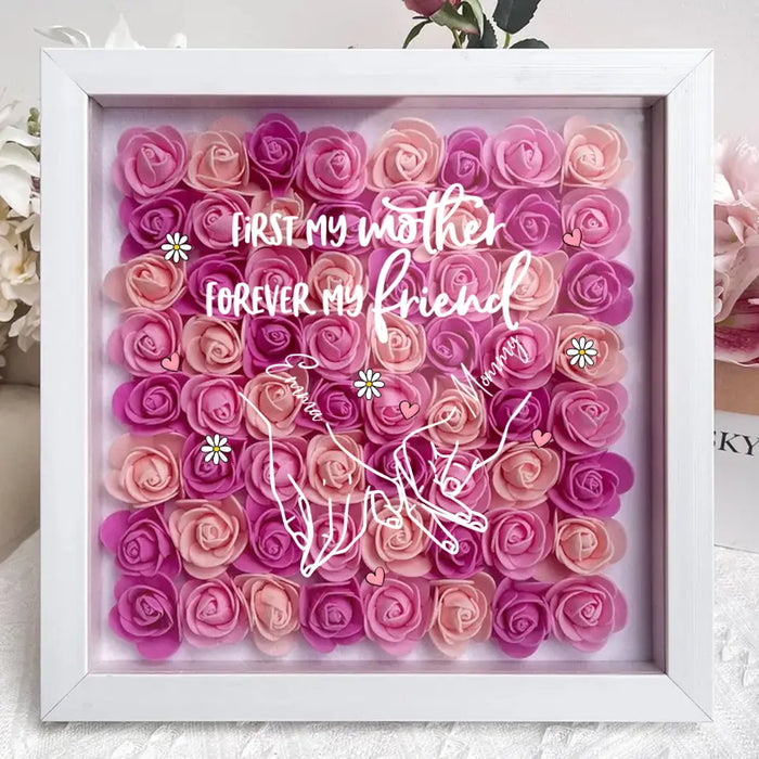 Personalized Mother & Daughter Flower Shadow Box - Mother's Day Gift Idea - First My Mother Forever My Friend