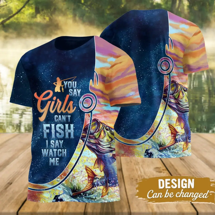 Personalized Fishing Girl AOP T-Shirt - Funny Gift Idea For Fishing Lovers - Reel Bitches Catch Fishes
