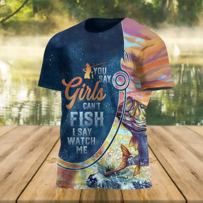 Personalized Fishing Girl AOP T-Shirt - Funny Gift Idea For Fishing Lovers - Reel Bitches Catch Fishes
