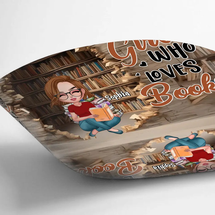 Personalized Reading Girl Pillow Cover - Gift Idea For Book Lover - Just A Girl Who Loves Books